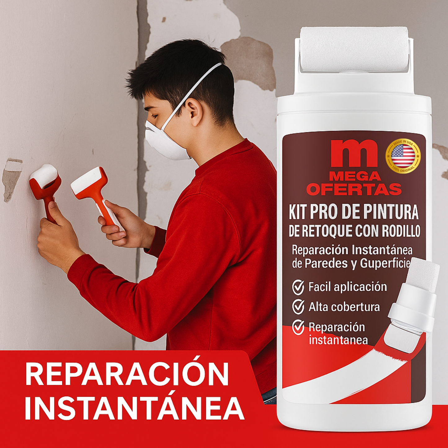 Kit Pro de Pintura de Retoque con Cepillo – Reparación Instantánea de Paredes y Superficies